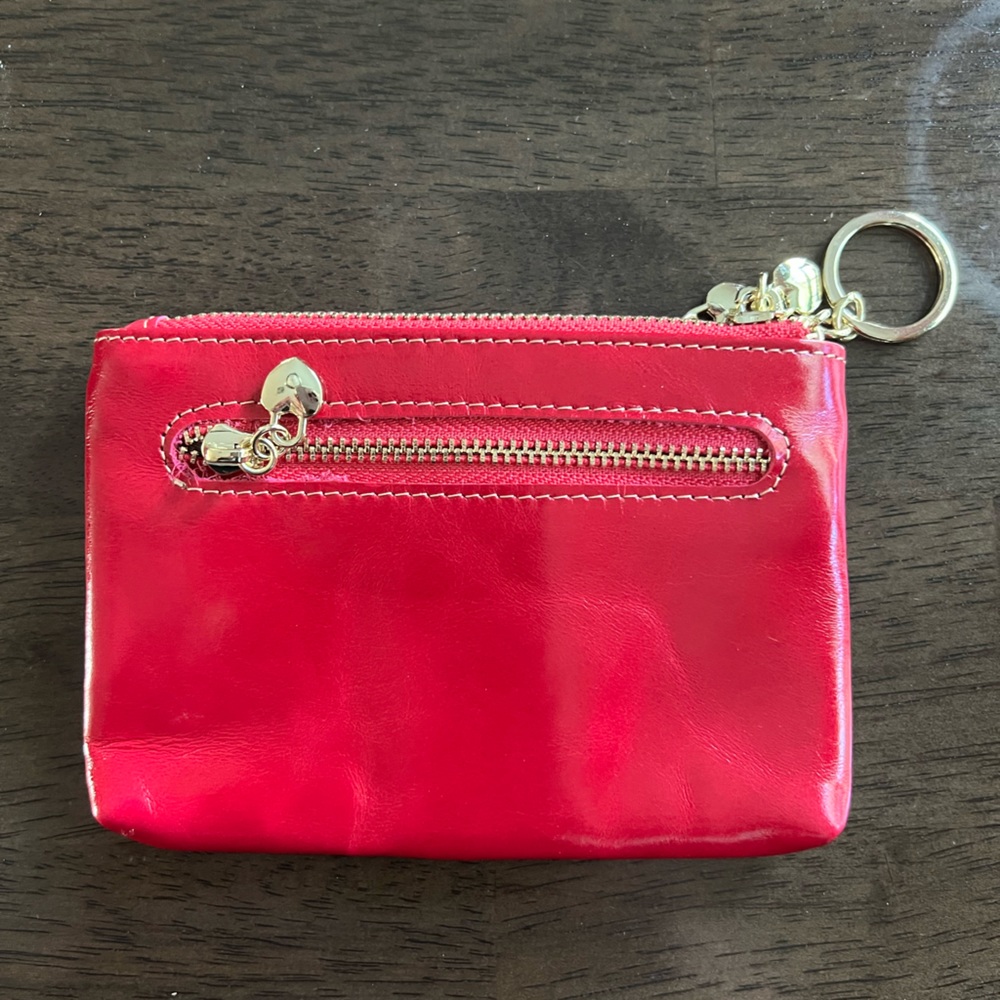Brighton top-zip medium pouch with key ring in hot pink